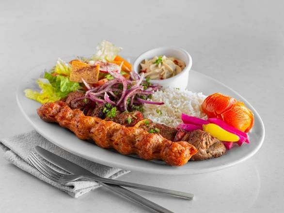 Pork And Luleh Kebab Combo.